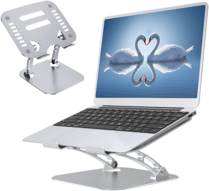 Photo 1 of Ergonomic Aluminum Alloy Aircraft Laptop Stand, Adjustable Laptop Stand, Heat Vent Multi-angle Stand for MacBook Pro Air Surface Lenovo HP Dell Notebook and Tablets
