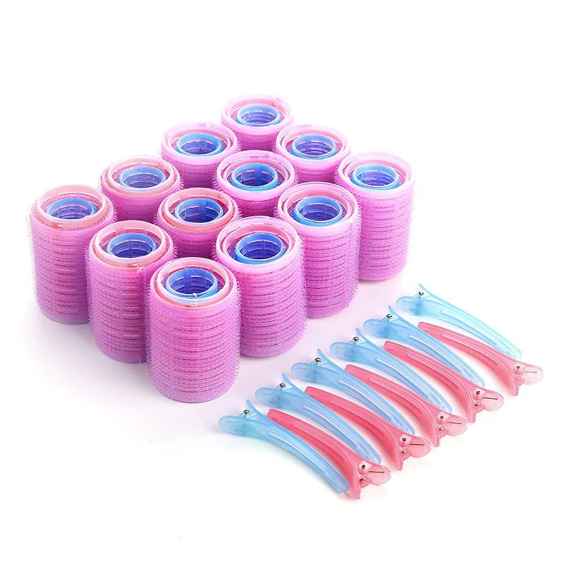 Photo 1 of Bivisen Self Grip Hair Rollers Set, Self Holding Rollers Curlers with Plastic Alligator Clips, Hairdressing Curlers for Women DIY or Hair Salon, 2 PACKS
