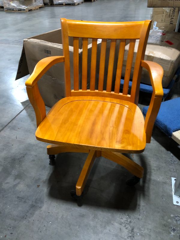 Photo 4 of WOODEN BANKERS CHAIR WITH LARGE SOFT EASY ROLL WHEEL CASTERS, DIFFERS FROM STOCK PHOTO SLIGHTLY