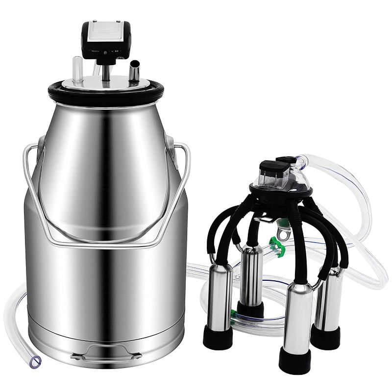 Photo 1 of 25L Electric Milking Machine Milker for Cows Goats Sheep with Stainless Steel Bucket Portable Milking Machine