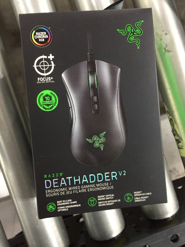 Photo 4 of Razer DeathAdder v2 Gaming Mouse: 20K DPI Optical Sensor - Fastest Gaming Mouse Switch - Chroma RGB Lighting - 8 Programmable Buttons - Rubberized Side Grips - Classic Black
