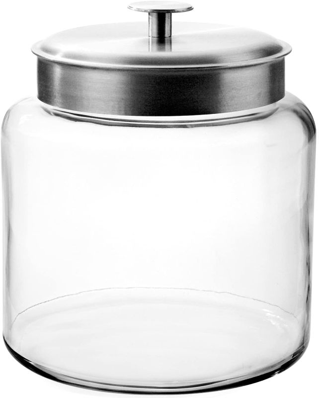 Photo 1 of Anchor Hocking 2.5 Gallon Montana Glass Jar with Fresh Seal Lid, Brushed Metal, Set of 1

