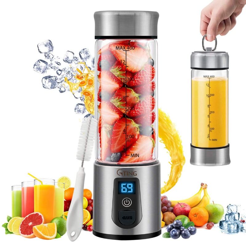 Photo 1 of Portable Blender, G-TING Personal Smoothies Blender Cordless, Single Serve Mini Blender 450ml USB Rechargeable Small Juice Mixer Portable Juicer (Shakes, Smoothies, Home, Travel & Gym) Food Grade
