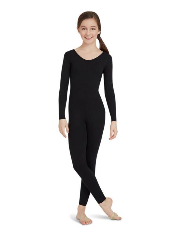 Photo 1 of Capezio Child Long Sleeve Unitard, BLACK, SIZE S