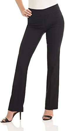 Photo 1 of Rekucci Women's Ease Into Comfort Straight Leg Pant with Tummy Control, BLACK, SIZE 14P
