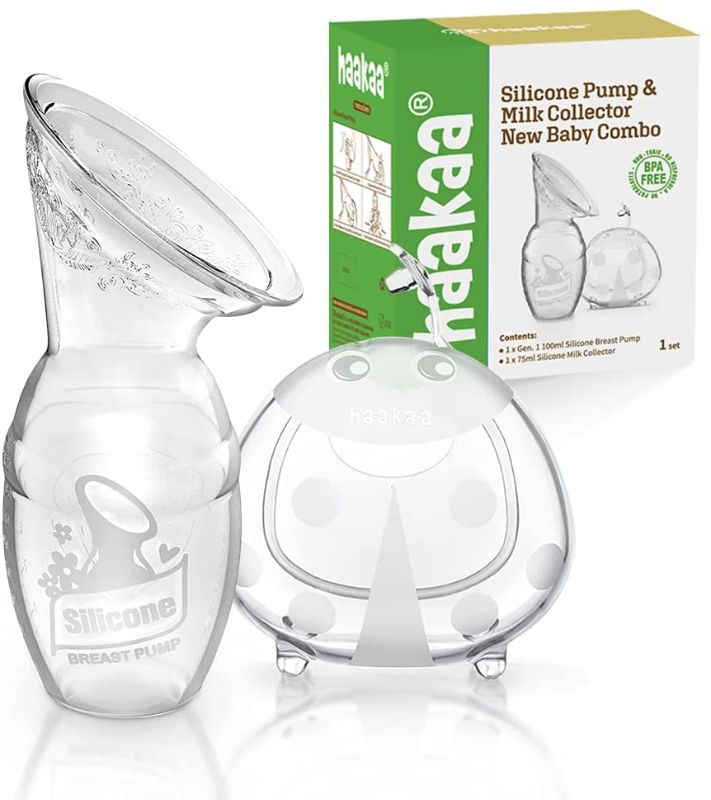 Photo 1 of Haakaa Manual Breast Pump & Ladybug Breast Shell Combo - BPA Free Silicone Breastmilk Collector and Milk Catcher Set for Breastfeeding
