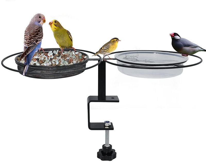 Photo 1 of Deck Bird Feeder for Outside Wild Bird Feeders Metal Bird Feeders with Birdbath Mounted Bowl Deck Bird Feeder Heavy Duty Sturdy Steel Hummingbird Feeder for Outdoors Easy to Clean, 19 X 10 INCHES
