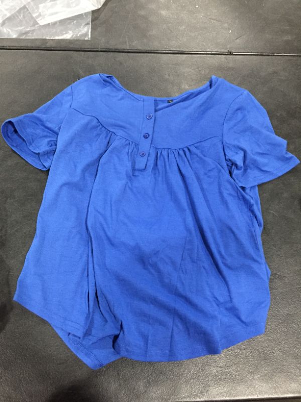 Photo 1 of women's blue short sleeve shirt size L