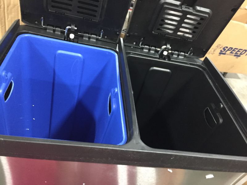 Photo 2 of 16 Gallon Kitchen Dual Step Trash Can & Recycle Bin,