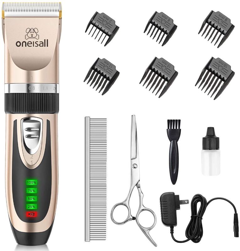 Photo 1 of oneisall Dog Clippers Low Noise, 2-Speed Quiet Dog Grooming Kit Rechargeable Cordless Pet Hair Clipper Trimmer Shaver for Small and Large Dogs Cats Animals