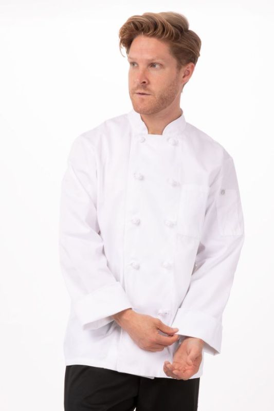Photo 1 of Chef Works PKWC-WHT-S Bordeaux Basic Chef Coat, Small, White