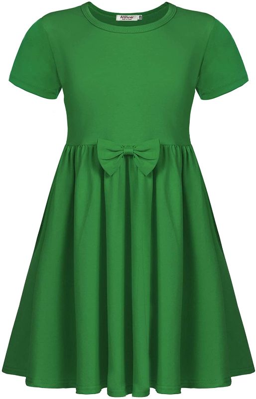 Photo 1 of Arshiner Girls Short Sleeve Green Dress 110