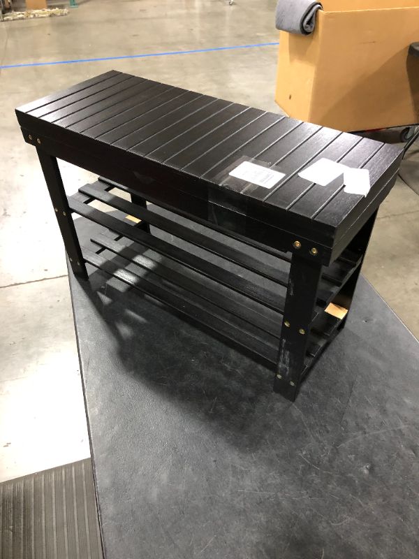 Photo 1 of Black Wooden Bench w/ Storage 27.5" x 11" x 18"