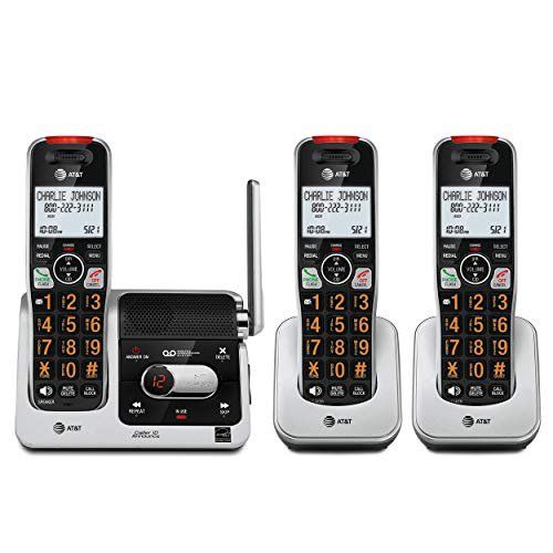 Photo 1 of AT&T BL102-3 DECT 6.0 3-Handset Cordless Phone for Home with Answering Machine, Call Blocking, Caller ID Announcer, Audio Assist, Intercom, and Unsurpassed Range, Silver/Black