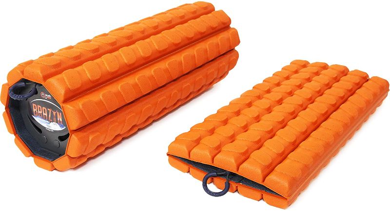 Photo 1 of Brazyn Morph Foam Roller - for Home, Gym, Office, Travel, Athletes - Collapsible & Lightweight Roller for Trigger Point Massage, Myofascial Release (Alpha Series (Deep Tissue) - Sunset Orange)