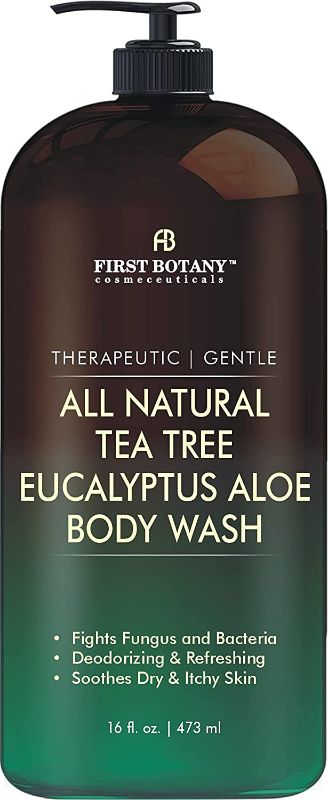 Photo 1 of ALL Natural Tea Tree Body Wash - Fights Body Odor, Athlete’s Foot, Jock Itch, Nail Issues, Dandruff, Acne, Eczema, Yeast Infection, Shower Gel for Women & Men, Eucalyptus Aloe Skin Cleanser -16 fl oz