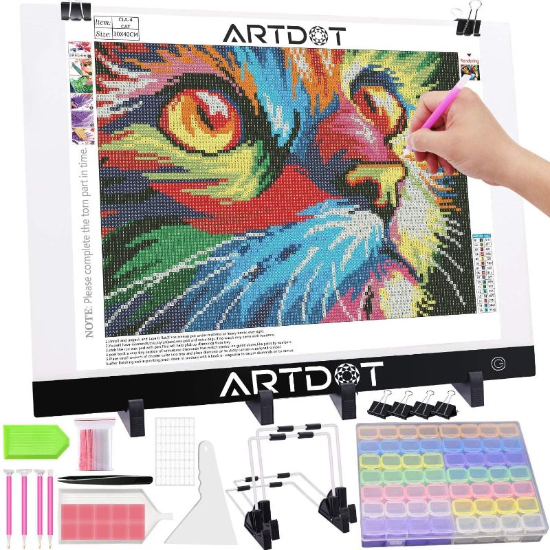 Photo 1 of ARTDOT A3 LED Light Pad for Diamond Painting, USB Powered Light Board Kit, Adjustable Brightness with Diamond Painting Tools Detachable Stand and Clips