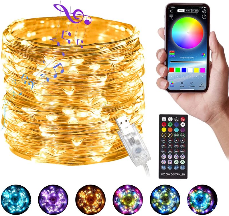 Photo 1 of XTELARY Fairy Lights Plug in, 66ft 200 LED String Lights with Music Mode RGB Color Changing Twinkle Lights with Remote, App Control Christmas Fairy Lights for Bedroom, Party, Outdoor Indoor Decor