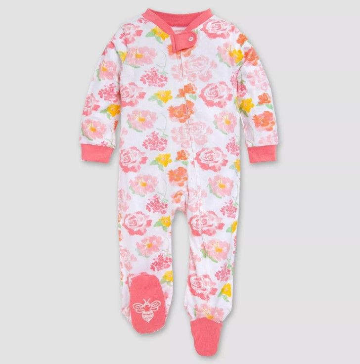 Photo 1 of Burt's Bees Baby® Baby Girls' Rosy Spring Organic Cotton Sleep N' Play - Pink 3-6m