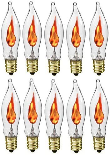 Photo 1 of Flicker Flame Shaped Light Bulbs, E12 Replacement Bulbs, Dances with a Flickering Orange Glow, 1 Watt, 120 Volt (10-Pack)