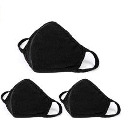Photo 1 of 3 Pack Face Masks, Unisex Mouth Mask with Adjustable Nose Bridge, Black Dust Cotton, Washable And Reusable Cloth for Adults