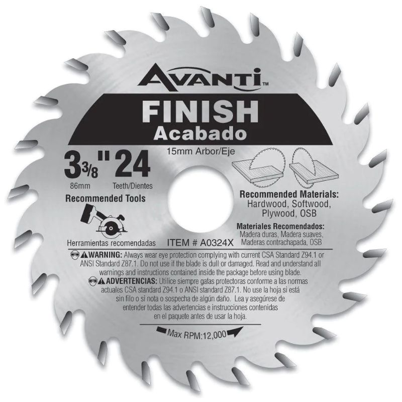 Photo 1 of 3-3/8 in. x 24-Tooth Finish Circular Saw Blade
