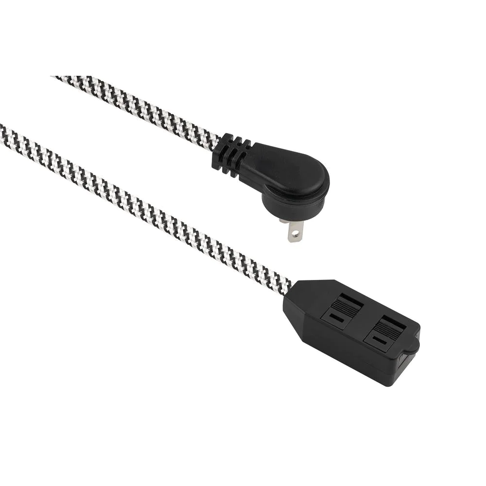 Photo 1 of 12 ft. 16/2 Braided Extension Cord with Safety Cover, in Black and White
