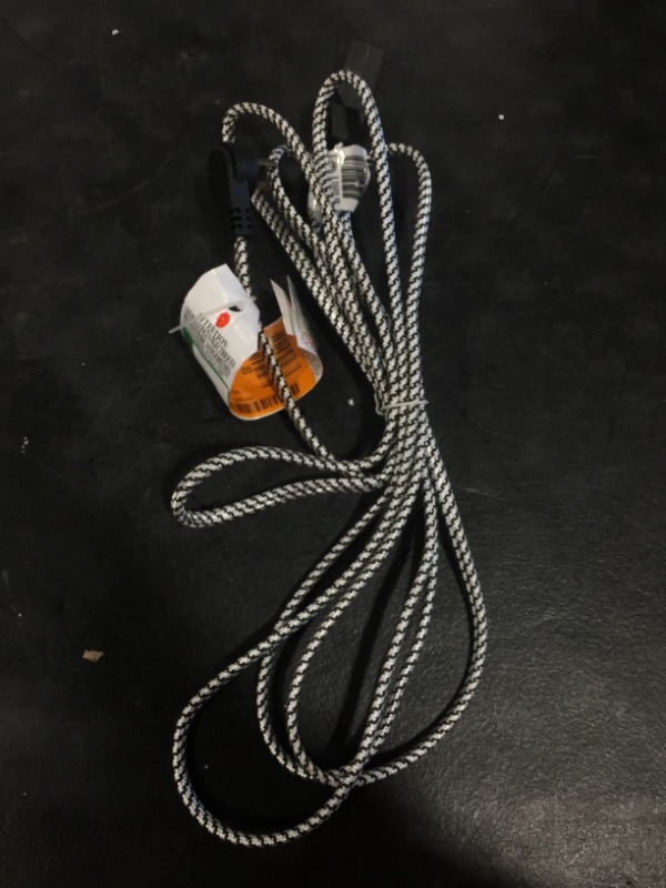 Photo 2 of 12 ft. 16/2 Braided Extension Cord with Safety Cover, in Black and White
