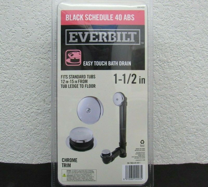 Photo 1 of Brand New Everbilt Easy Touch 1 1/2” Black ABS Pipe Bath Drain Sealed MH
