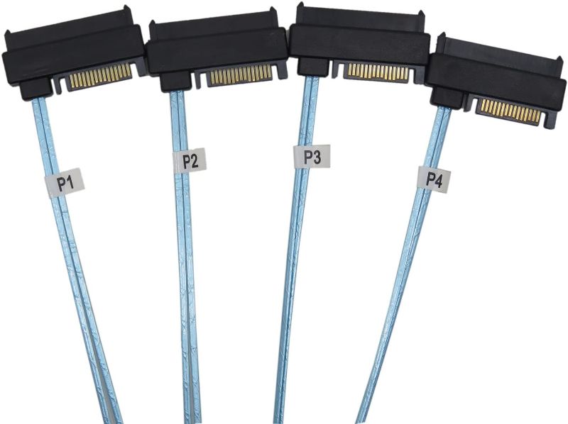 Photo 1 of CABLEDECONN Mini SAS 36 SFF-8087 to (4) SFF-8482 Connectors with SATA Power 1m set of 5