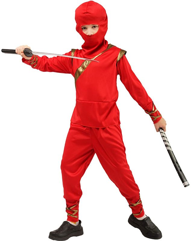 Photo 1 of PGOND Boys Red Ninja Halloween Costume For Kids, SIZE 10-12
