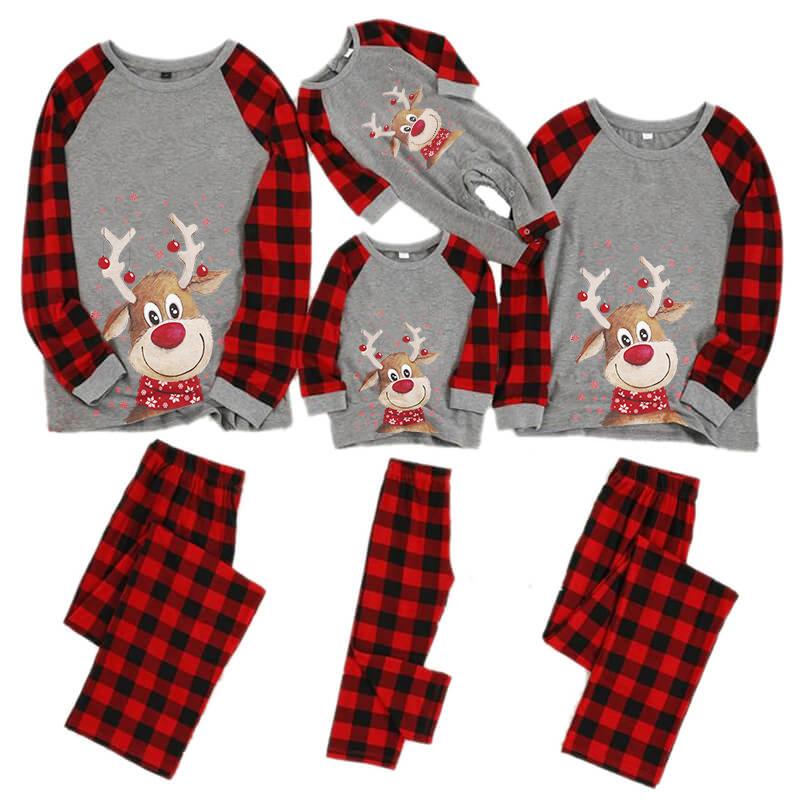 Photo 1 of Christmas Cartoon Deer Contrast top and Plaid Pants, MENS, SIZE XL