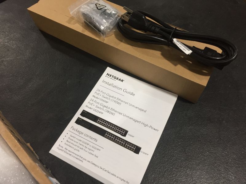 Photo 5 of TGEAR 24-Port Gigabit Ethernet Unmanaged PoE+ Switch - with 24 x PoE+ 380W, Desktop/Wallmount, Model Number: GS324PP-100NAS