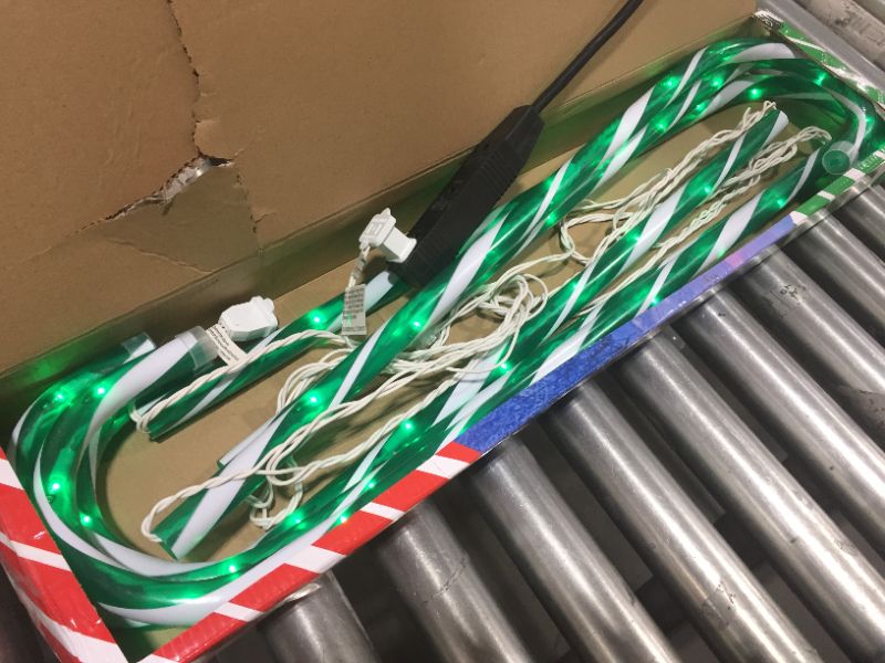 Photo 1 of 26" Christmas Candy Cane Lights Decoration Green & White, 6PCS Pathway Makers Lights for Landscape (Include Stakes)
