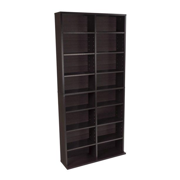 Photo 1 of Atlantic Oskar Adjustable Media Cabinet - Holds 464 CDs, 228 DVDs or 276 Blu-rays, 12 Adjustable and 4 Fixed Shelves PN38435719 in Espresso 16 Shelf