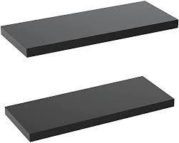 Photo 1 of AMADA HOMEFURNISHING Floating Shelves Black, Wall Shelf Deep L24xW9 Set of 2 for Living Room, Bedroom, Bathroom, Kitchen Storage