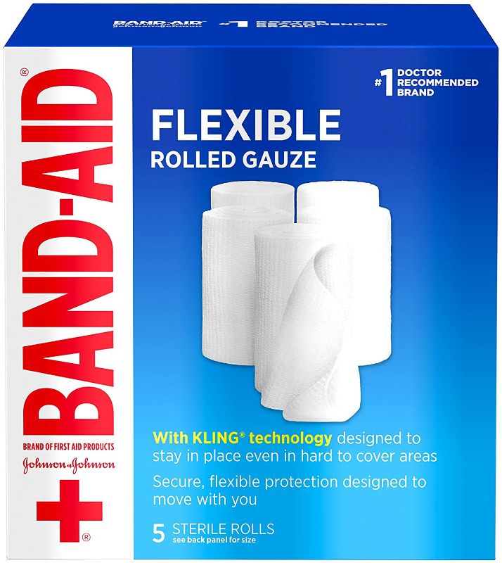Photo 1 of BAND-AID FLEXIBLE ROLLED GAUZE. LOT OF 2 BOXES.
