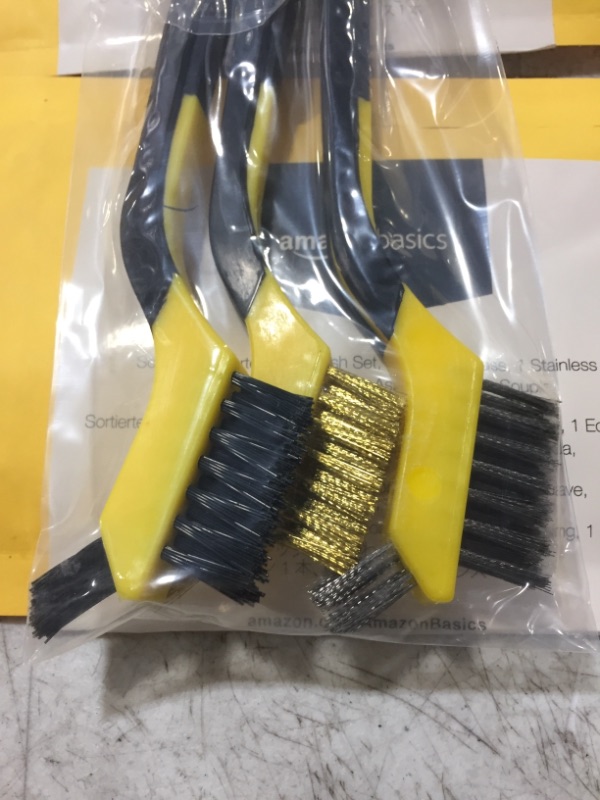 Photo 3 of Amazon Basics Brass Mini Brushes, Soft Grip, 3-Pack
LOT OF 2 .