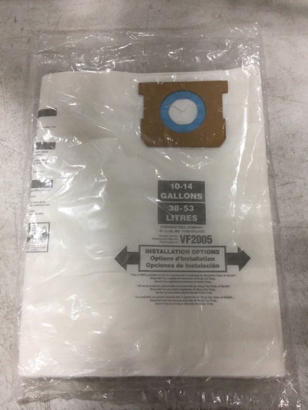 Photo 1 of 3 PACK VACUUM FILTER BAGS, 10-14 GALLONS, VF2005. 