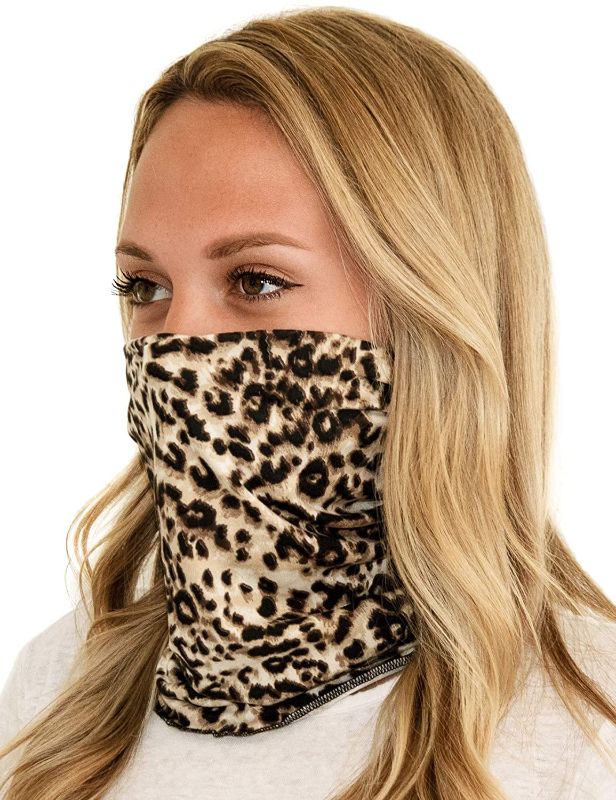 Photo 1 of Tart Collections Fabric Face Buff, Neck Gaiter, Washable and Reusable, Unisex, Leopard & 2 FASHION FACE MASKS.
