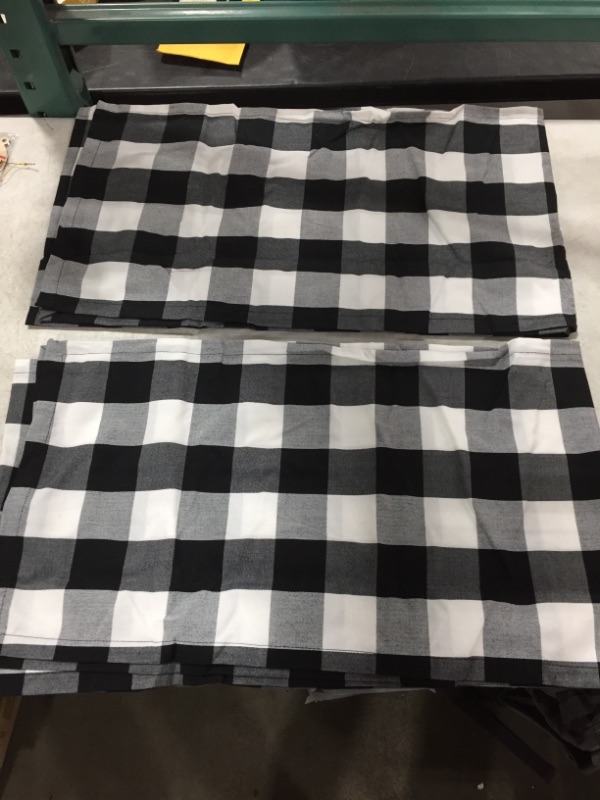 Photo 2 of Black and White Plaid Table Runner 2 Pieces 13 x 108 Inch Buffalo Check Table Runner Wedding Table Runner Christmas Party Outdoor Gathering Decorations
