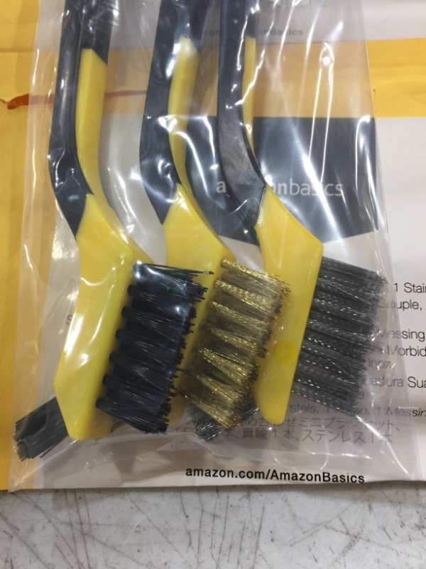 Photo 1 of Amazon Basics Brass Mini Brushes, Soft Grip, 3-Pack
LOT OF 2. 
