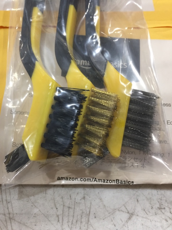 Photo 1 of Amazon Basics Brass Mini Brushes, Soft Grip, 3-Pack
LOT OF 3.
