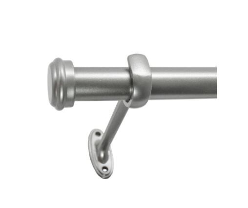Photo 1 of 36 in. - 72 in. Single Curtain Rod in Nickel with Finial