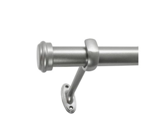 Photo 1 of 36 in. - 72 in. Single Curtain Rod in Nickel with Finial