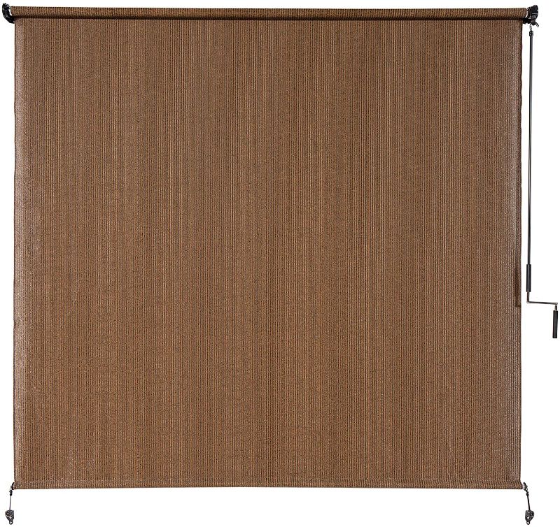 Photo 1 of Coolaroo Exterior Roller Shade, Cordless Roller Shade with 90% UV Protection, No Valance, (4' W X 6' L), Mocha