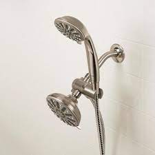 Photo 1 of 6-spray 5 in. Dual Shower Head and Handheld Shower Head in Brushed Nickel
