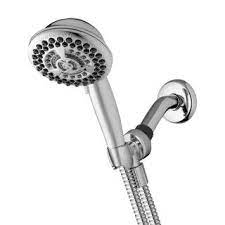 Photo 1 of 9-Spray 4.5 in. Single Wall Mount 1.8 GPM Handheld Rain Shower Head in Chrome
