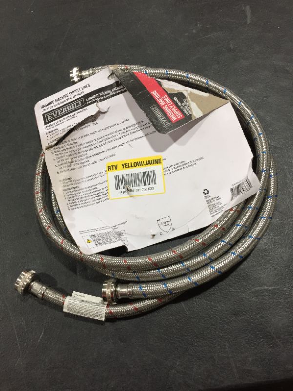 Photo 2 of Everbilt Â 3/4 in. FIP x 3/4 in. FIP x 60 in. Stainless Steel Washing Machine Hose Set