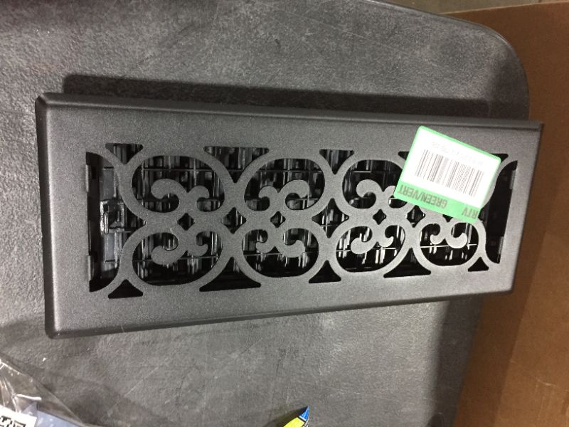 Photo 2 of 4 x 12" Steel Floor Register - Black Cast Iron Look ST412
